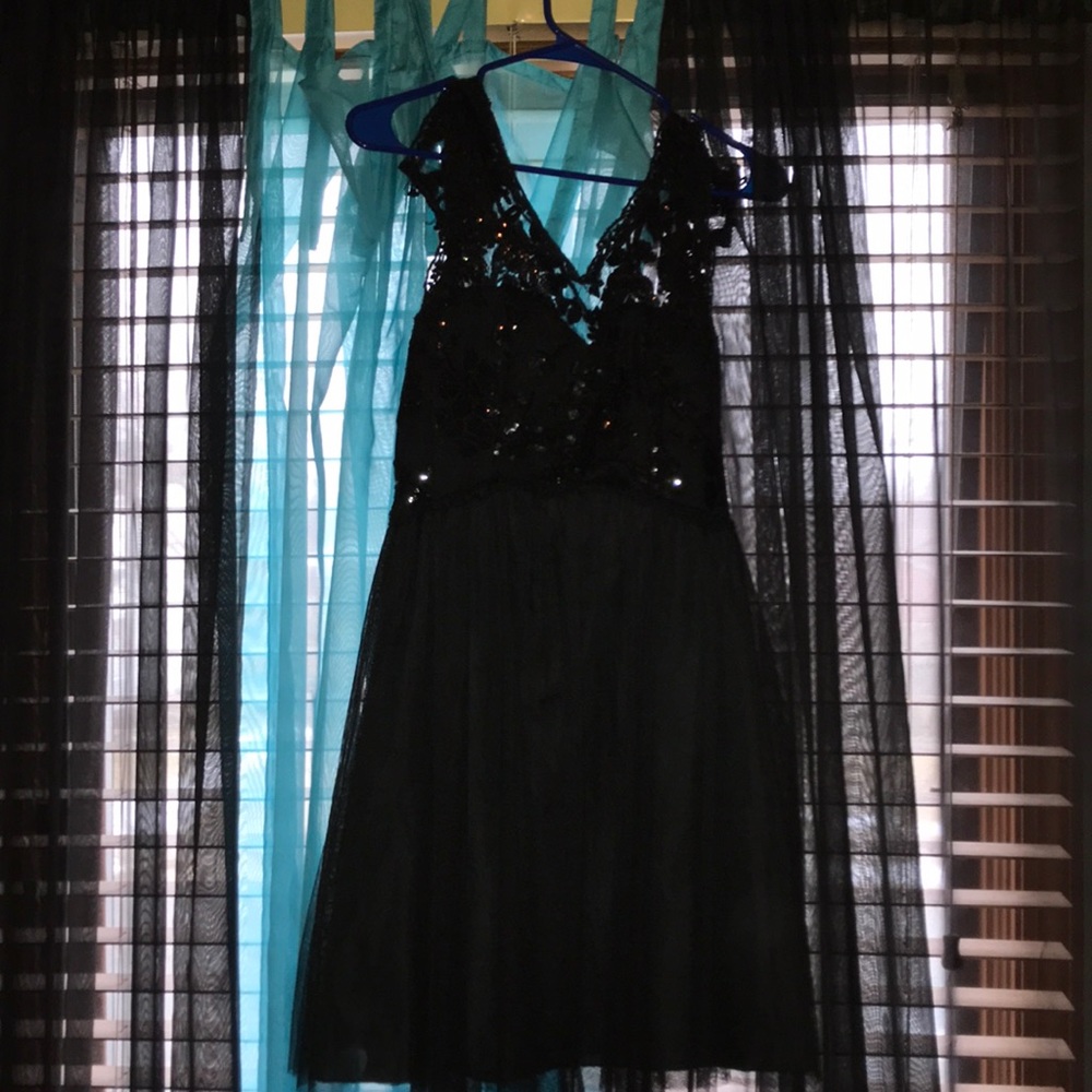Sequin Hearts Black Homecoming Dress